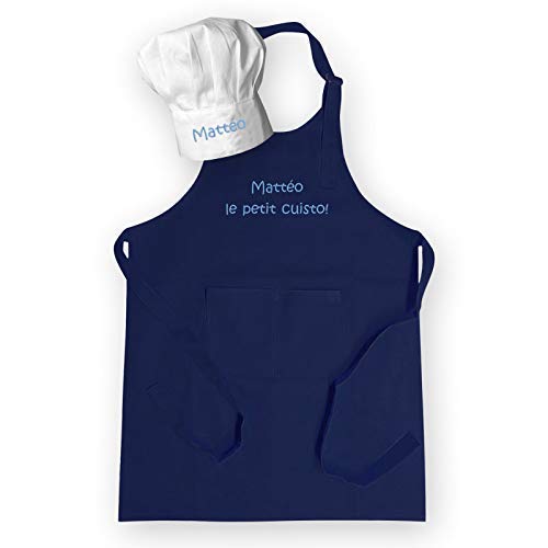 Tablier enfant personnalisé avec son prénom brodé, 100% coton, TOP QUALITE, 7 coloris, 16 motifs, cuisine top chef, cadeau personnalisé, fille garçon, déguisement, anniversaire, noel