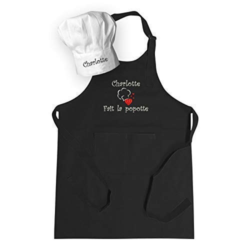 Tablier enfant personnalisé avec son prénom brodé, 100% coton, TOP QUALITE, 7 coloris, 16 motifs, cuisine top chef, cadeau personnalisé, fille garçon, déguisement, anniversaire, noel