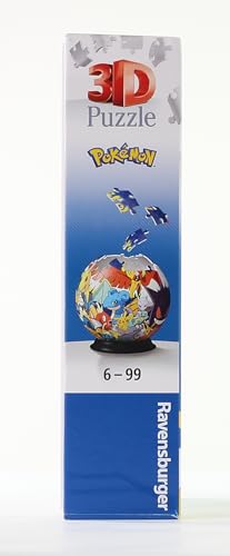 Ravensburger - Puzzle 3D Ball - Pokémon - A partir de 6 ans - 72 pièces numérotées à assembler sans colle - Support inclus - Diamètre : 13 cm - 11785