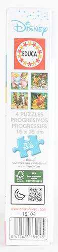 Educa - Animaux Disney. 4 Puzzles Enfant Progressifs, 12/16/20/25 pièces. Recommandé à partir de 3 Ans (18104)