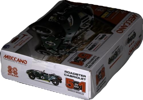 MECCANO - Cabriolet Retro Friction 5 MODÈLES - Coffret Inventions avec 174 Pièces, 1 Moteur Rétro Friction Et 2 Outils - Jeu de Construction Jouet Enfant 8 Ans et +