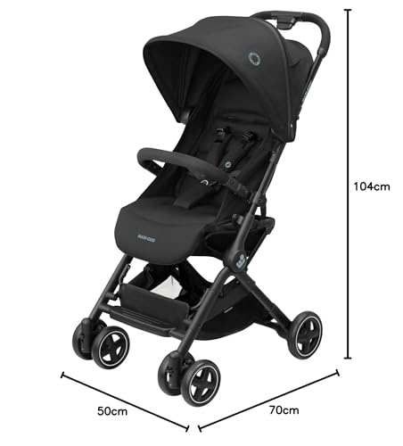 Maxi-Cosi Lara², Poussette Canne, 0-4 ans, 0-22 kg, Poussette Bebe Légère et Compacte, 3 Positions d'Inclinaison, Position Allongée, Pliage Automatique, Bandoulière, Essential Black