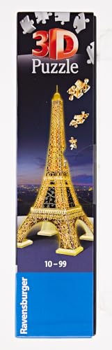 Ravensburger - Puzzle 3D Building - Tour Eiffel illuminée - A partir de 10 ans - 226 pièces numérotées à assembler sans colle - Accessoires de finition inclus - 12579