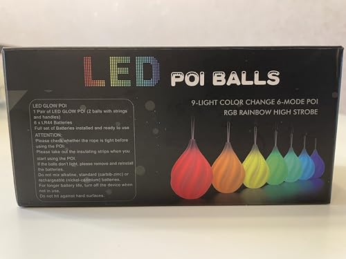 Lot de 2 LED Poi Lumineux Boules Poi - Balles de Jonglages | LED Boule Lumineuse Cirque Accessoires | 1Paire Kit Boules Multicolores Lumineuses Débutants & Professionnels | Pour Enfants & Adultes