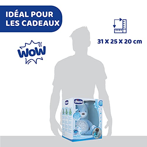 Chicco First Dreams Baby Bear Ours en Peluche Musical, Veilleuse Lumineuse pour Bébés avec Effets Lumineux et Mélodies Relaxantes - Jouets Bébé 0+ Mois - Bleu