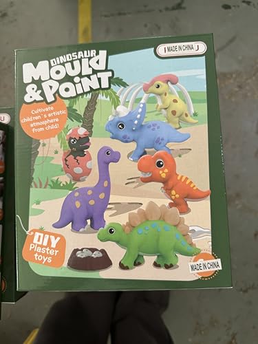 LinStyle Kit de Dinosaures à Colorier pour Enfants avec Moule, Jouet de Peinture 3D,Jeu D' Activites Manuelles pour Garçons Filles 3 4 5 6 7 8 9 10 Ans, Cadeau Créatif Bricolage d'Anniversaires Noël