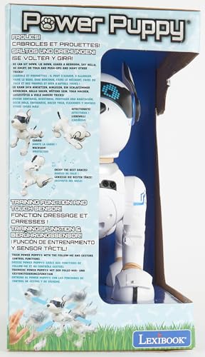 Lexibook Power Puppy - Mon Robot Chien Savant à dresser - Robot programmable avec télécommande, fonction dressage et contrôle gestuel, danse, musique, effets lumineux, rechargeable - DOG01