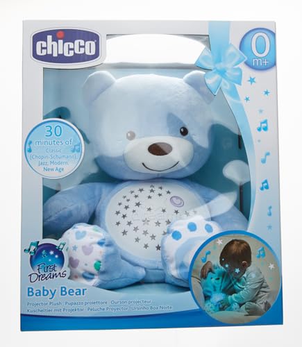 Chicco First Dreams Baby Bear Ours en Peluche Musical, Veilleuse Lumineuse pour Bébés avec Effets Lumineux et Mélodies Relaxantes - Jouets Bébé 0+ Mois - Bleu