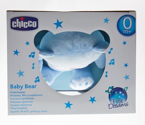 Chicco First Dreams Baby Bear Ours en Peluche Musical, Veilleuse Lumineuse pour Bébés avec Effets Lumineux et Mélodies Relaxantes - Jouets Bébé 0+ Mois - Bleu