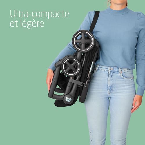 Maxi-Cosi Lara², Poussette Canne, 0-4 ans, 0-22 kg, Poussette Bebe Légère et Compacte, 3 Positions d'Inclinaison, Position Allongée, Pliage Automatique, Bandoulière, Essential Black