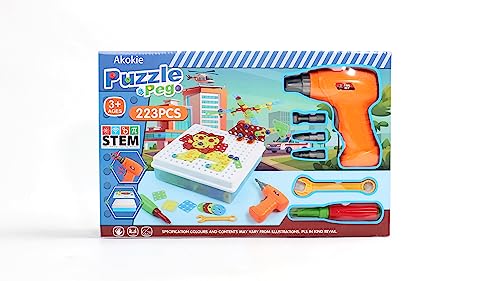 Jouet Enfant 3 Ans Jeux Enfant Puzzle 3D Etabli Enfant Jeux Educatif Jeux de Société Cadeau Fille 3 4 5 Ans avec Perceuse Électronique Jeu Montessori Jouet Enfant 3 4 5 6 Ans Fille Garcon-223 Pcs