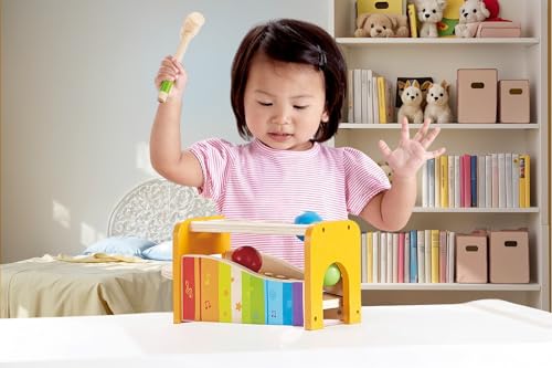 Hape Banc à Marteler avec Xylophone - Jouet Musical en Bois pour Enfant - Instrument d'Éveil et de Motricité pour Bébé dès 12 Mois - Jouet Éducatif - Jeu de Musique Fille et Garçon - Cadeau Naissance