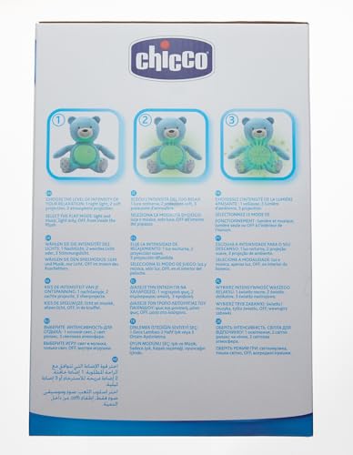 Chicco First Dreams Baby Bear Ours en Peluche Musical, Veilleuse Lumineuse pour Bébés avec Effets Lumineux et Mélodies Relaxantes - Jouets Bébé 0+ Mois - Bleu