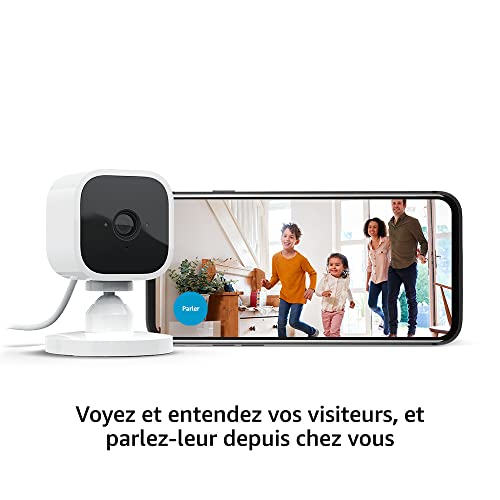 Blink Mini | Caméra d'intérieur connectée compacte à brancher | Vidéo HD 1080p, vision nocturne, détection de mouvements, audio bidirectionnel, config. facile, fonctionne avec Alexa | 1 caméra, Blanc