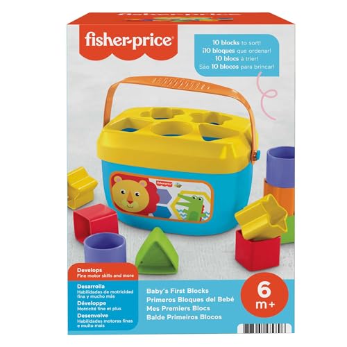 Fisher-Price Mon Trieur de Formes Jouet bébé, Boite avec 10 Blocs, pour Apprendre à Trier et à empiler, Couleurs Vives, 6 Mois et Plus, FFC84