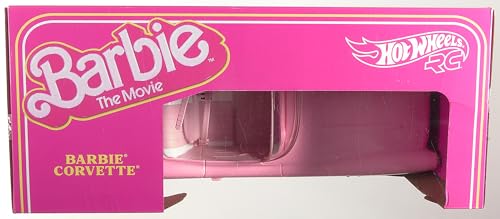 Hot Wheels Voiture Télécommandée, Barbie Le Film - Voiture Corvette Radiocommandée À Piles Tirée du Modèle Réel Stingray 1956, en Métal, À Collectionner, Jouet Enfant, Ados et Adultes, HPW40
