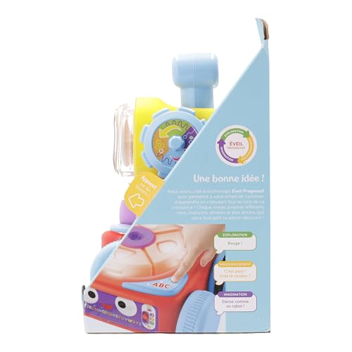 Fisher-Price - Robot d'éveil 4-en-1 - Bébé et Enfant - Lumière, Musique, Contenu Éducatif - Interactif, Transformable, Évolutif - Cadeau dès 6 Mois, version française, HCK38