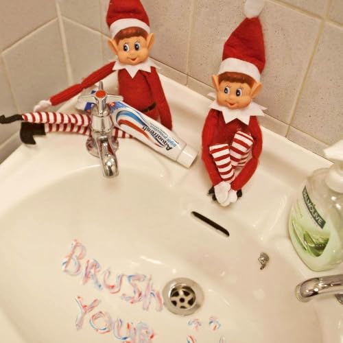 GLOW Wholesale Elfie (garçon) et Elvie (Fille) Lot de 2 Figurines ludiques avec Corps Souple et Visage en Vinyle Rouge