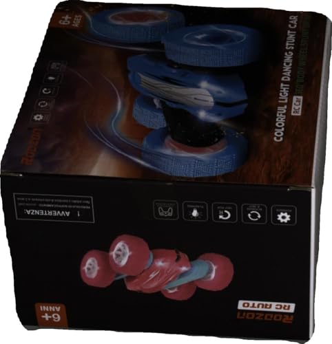 Rodzon Voiture Télécommandée Enfant, 360°Rotation Camion Cascadeuse avec Feux de Roue, 2.4GHz RC Voiture Radiocommandee Jeux Extérieur Jouet Cadeau pour Garçon Fille 3-12 Ans, 2 x Batterie (Bleu)