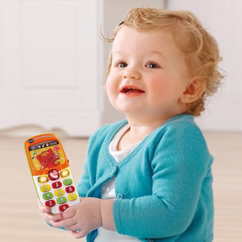 VTech - Baby Smartphone Bilingue Mixte, Téléphone Bébé, Jouet d'Éveil - Version FR, Brun, unique