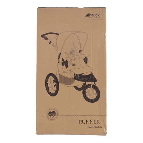 hauck Poussette 3 Roues Runner, Grandes Roues Pneumatiques, Jusqu'à 22 kg, Pliable, Position Allongée, Guidon Réglable, Panier XL Jusqu'à 3 kg, Noir Néon Jaune