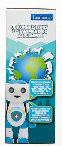 Lexibook ROB20FR Junior Robot intelligent qui lit les pensées, jouet pour enfants, danse, joue de la musique, quiz, animaux, karaoké programmable, STEM, bleu/vert, (version française)