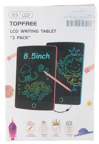 Topfree Tablette Dessin, 8,5 Pouces Tablette d'écriture LCD Colorée, Ardoise Magique, Lot de 2 Enfant 2 3 4 5 6 7 ans Filles et Garçons Cadeau D'anniversaire pour Les Enfants