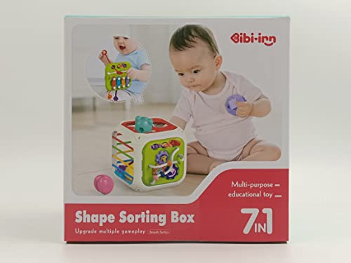 Jouet Bebe 1 2 An, 7 in 1 Montessori Sensoriel Jouets pour Bebe 6 9 12 18 Mois Naissance Fille Garcon, Cadeau Educatif Motricité Cube d'activité Jeux pour Enfants 1 2 Ans Anniversaire Noël Cadeau