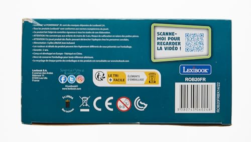 Lexibook ROB20FR Junior Robot intelligent qui lit les pensées, jouet pour enfants, danse, joue de la musique, quiz, animaux, karaoké programmable, STEM, bleu/vert, (version française)