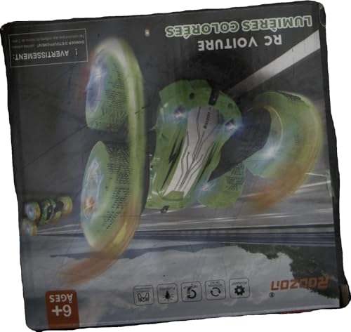 Rodzon Voiture Télécommandée Enfant, 360°Rotation Camion Cascadeuse avec Feux de Roue, 2.4GHz RC Voiture Radiocommandee Jeux Extérieur Jouet Cadeau pour Garçon Fille 3-12 Ans, 2 x Batterie (Bleu)
