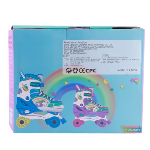 Patins à roulettes Licorne Enfants Rollers Quad Réglable Patins à roulettes Lumineux Taille Réglable pour Filles Garçons Débutants