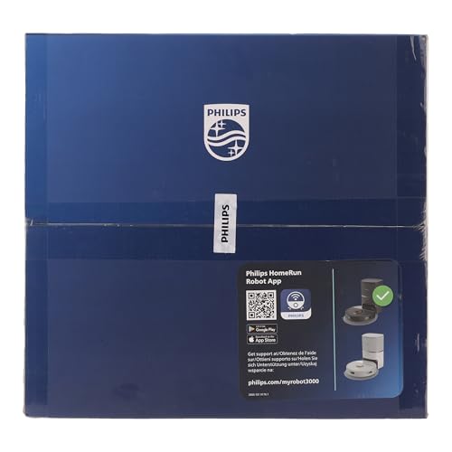 Philips Robot Aspiration/Lavage Homerun Série 3000, Haute Puissance d'aspiration (4000 Pa), Navigation Laser, Autonomie 200 Min, Station de vidage Auto, Aspirateur-Robot, App, Noir (XU3100/01)