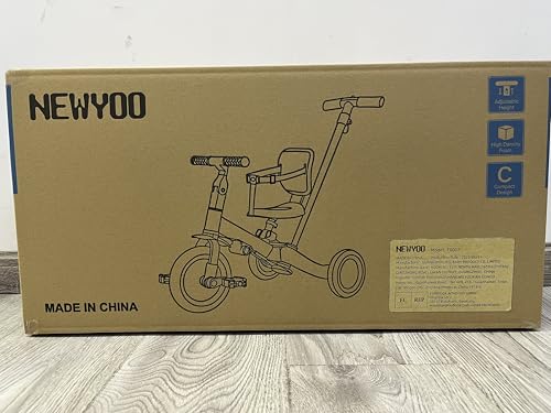 newyoo Tricycle 5 en 1, pour enfants de 1 à 3 ans; avec barre de direction, pédales amovibles, siège réglable (rose)
