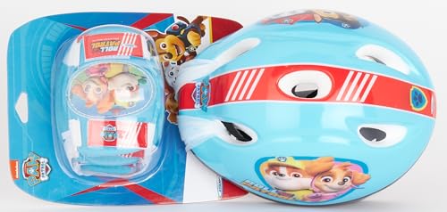 STAMP PA450507 Combo Paw Patrol (Casque + Genouillères & Coudières) Jeunesse Unisexe, Bleu-Rouge-Blanc, 50-56 cm