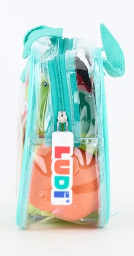 LUDI - 12 Animaux Marins en Plastique pour Jouer dans Le Bain. Dès 6 Mois. Animaux arroseurs rigolos. Sac de Rangement Inclus. Jouet à emmener à la Plage - Aspergeurs 12 Mers - réf. 2174