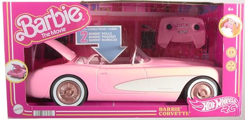 Hot Wheels Voiture Télécommandée, Barbie Le Film - Voiture Corvette Radiocommandée À Piles Tirée du Modèle Réel Stingray 1956, en Métal, À Collectionner, Jouet Enfant, Ados et Adultes, HPW40