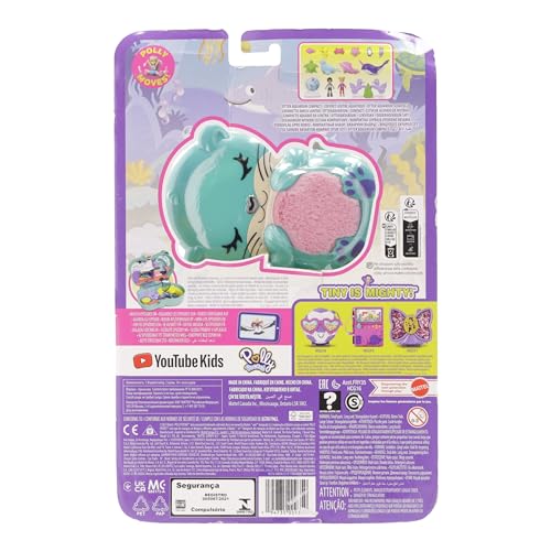 Polly Pocket Coffret Loutre Aquatique, thème Aquarium, avec Mini-Figurines Polly et Nicolas, 5 Surprises, 12 Accessoires, Jouet pour Enfant, HCG16