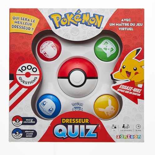 Bandai - Pokémon - Dresseur Quiz Jeu électronique interactif - Parle Français - ZZ20110 - Jeu Quiz Pokémon 1 à 4 Joueurs - Jouet Enfant 6 Ans et + - ZZ20110