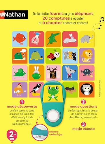 Nathan - Coucou les Animaux - jeu d'éveil sonore et musical - jeu éducatif electronique - Découvre les animaux en chanson à travers 20 comptines - pour Enfants à partir de 2 ans