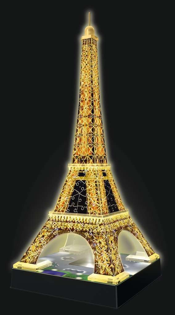 Ravensburger - Puzzle 3D Building - Tour Eiffel illuminée - A partir de 10 ans - 226 pièces numérotées à assembler sans colle - Accessoires de finition inclus - 12579