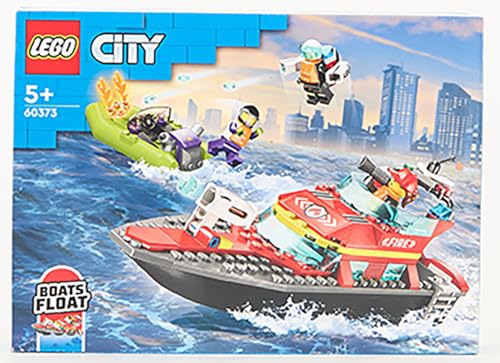 LEGO 60373 City Le Bateau de Sauvetage des Pompiers, Set Flottant, avec Jetpack et 3 Minifigurines, Jouet pour Garçons et Filles Dès 5 Ans, Idée Cadeau