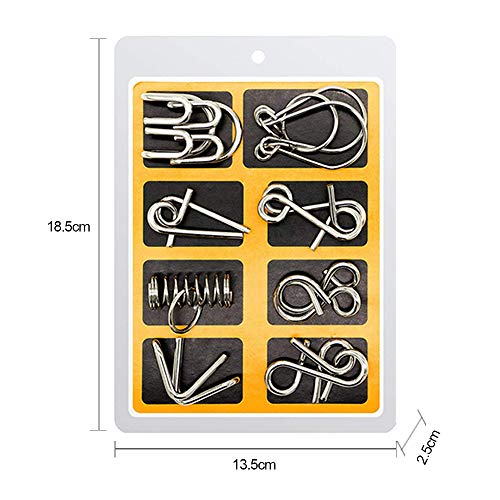 Casse-tête métallique Wire Set de 16, IQ Test Casse-tête Métal IQ Jigsaw Puzzle Jouet pour Adultes (Blue-Yellow)