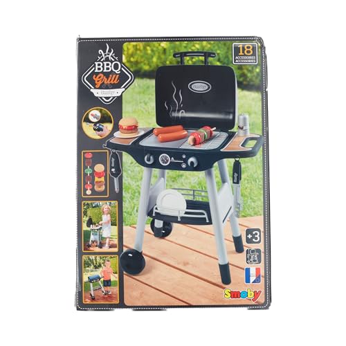 Smoby Barbecue Grill - 18 Accessoires - Flammes Magiques Rétractables - Jouet d'Imitation pour Enfant