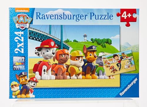 Ravensburger - Puzzle Enfant - Lot de 2 puzzles 24 pièces - Chiens héroïques / Pat'Patrouille - Fille ou garçon dès 4 ans - Puzzle de qualité supérieure - 2 posters à taille réelle - 09064