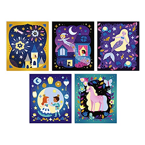 Kit Créatif Sables Phosphorescents et Paillettes Nuit Féérique - Loisirs Créatifs - 5 Tableaux à Décorer - Imagination et Créativité - Dès 5 Ans