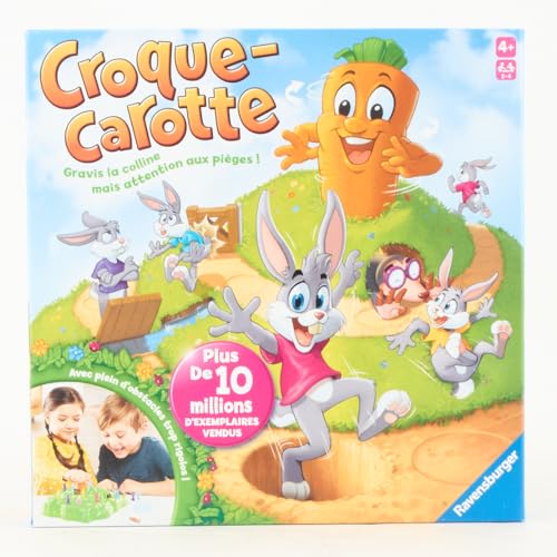 Ravensburger - Croque Carotte - Jeu de société - Enfants et Parents - Jeu de parcours rigolo - De 2 à 4 Joueurs à partir de 4 ans - Mixte - 22223 - Version française, Noir