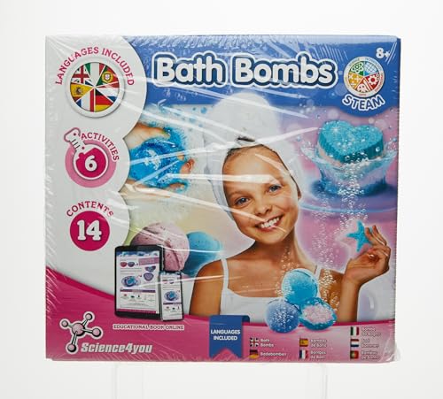 Science4you Fabrique Bombe de Bain pour Enfants de +8 ans: Création Boule de Bain, 6 Expériences Scientifiques Enfants, Kits Éducatifs de Sciences, Coffret de Boule de Bain Cadeau Enfants +8 Ans