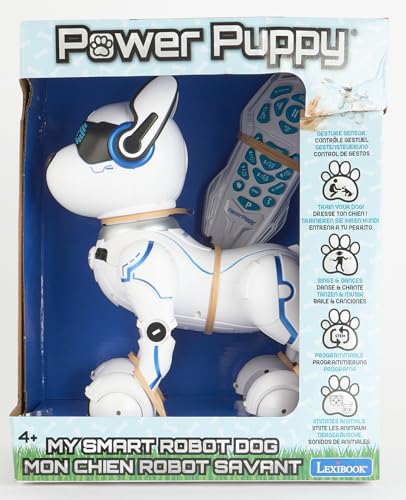 Lexibook Power Puppy - Mon Robot Chien Savant à dresser - Robot programmable avec télécommande, fonction dressage et contrôle gestuel, danse, musique, effets lumineux, rechargeable - DOG01