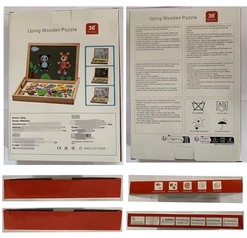 Uping Puzzles en Bois Magnétique 100 Pièces, Tableau Double Face Aimanté, Planche à Dessin Stylos Colorés Craies, Jouet Educatif Enfant 3 Ans Plus