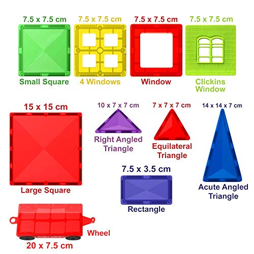 Desire Deluxe Ensemble de Blocs et Briques Magnétiques de Construction - Jouet éducatif pour Enfants, Filles et garçons 3, 4, 5, 6, 7 Ans - Jeux d'apprentissage de Construction 57 pièces